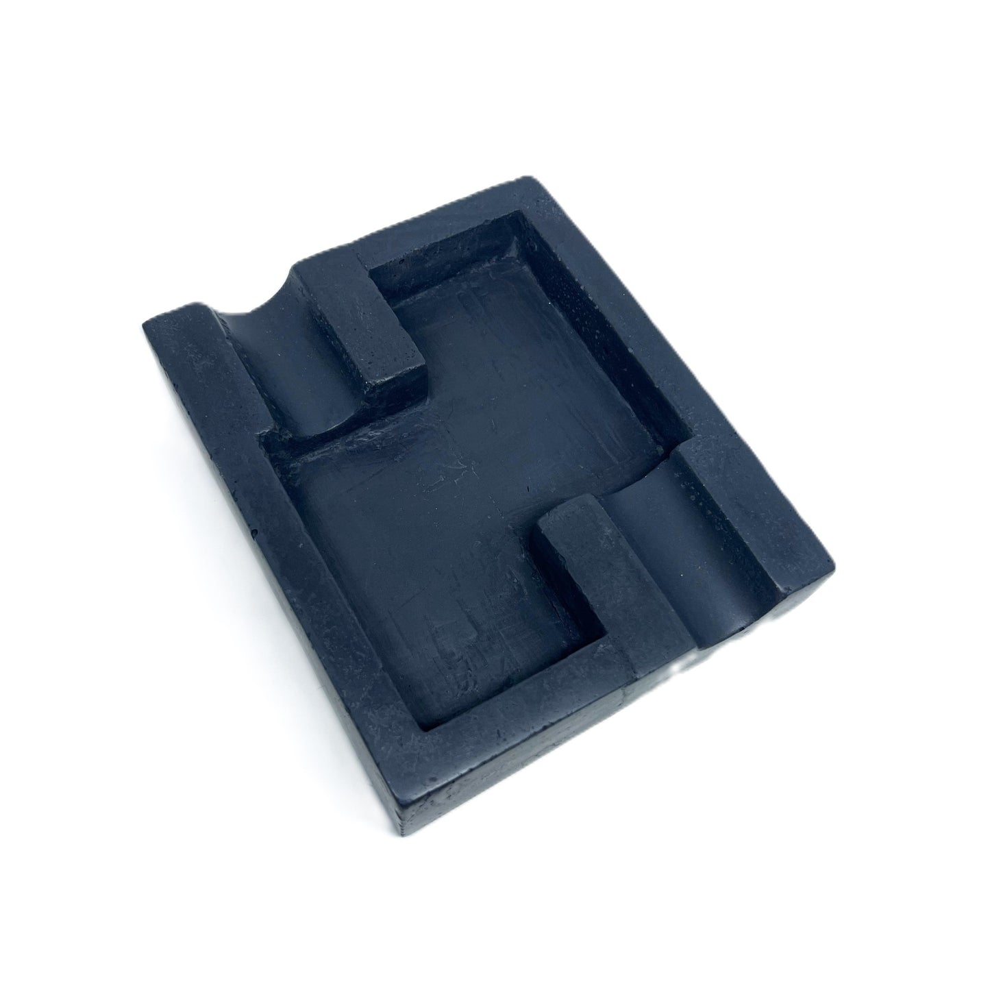 Solid Black Marbled Double Cigar Ashtray