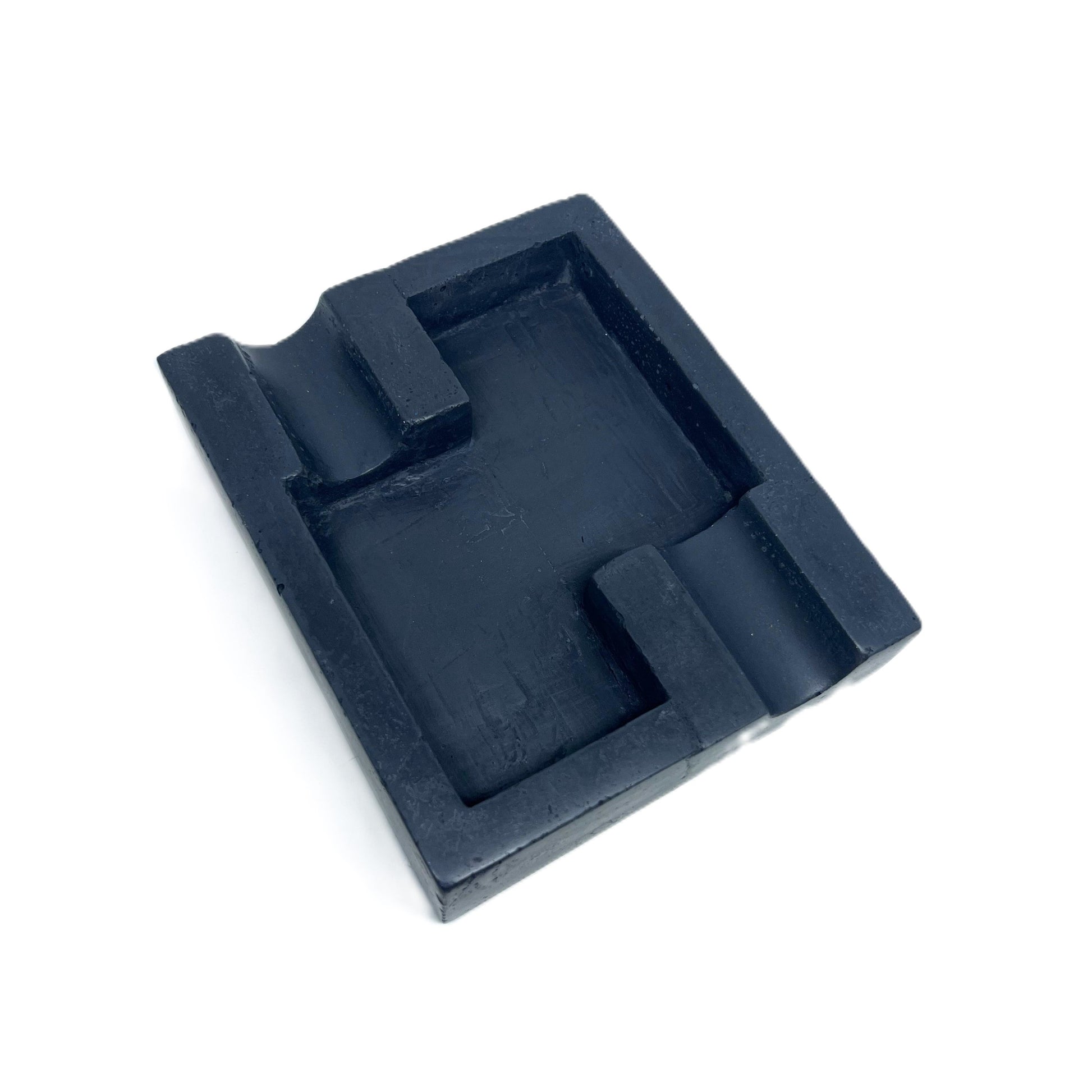 Solid Black Marbled Double Cigar Ashtray