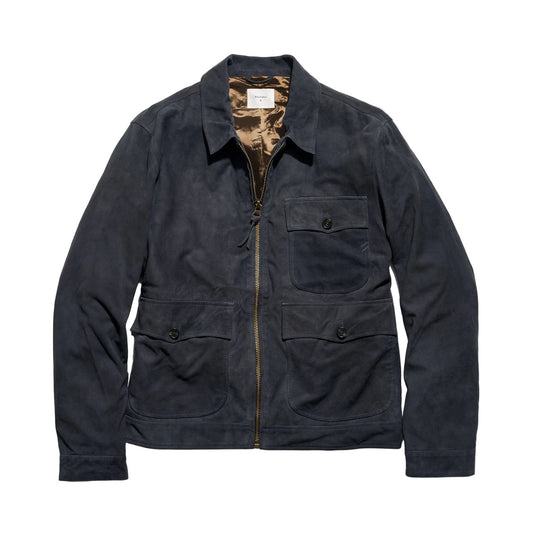 Billy Reid Suede Dutton Jacket Washed Navy