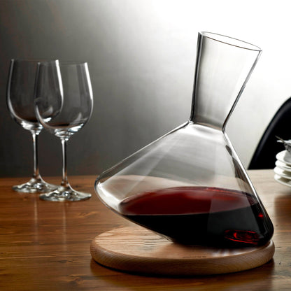 Nude Glass Balance Wine Decanter With Wooden Base