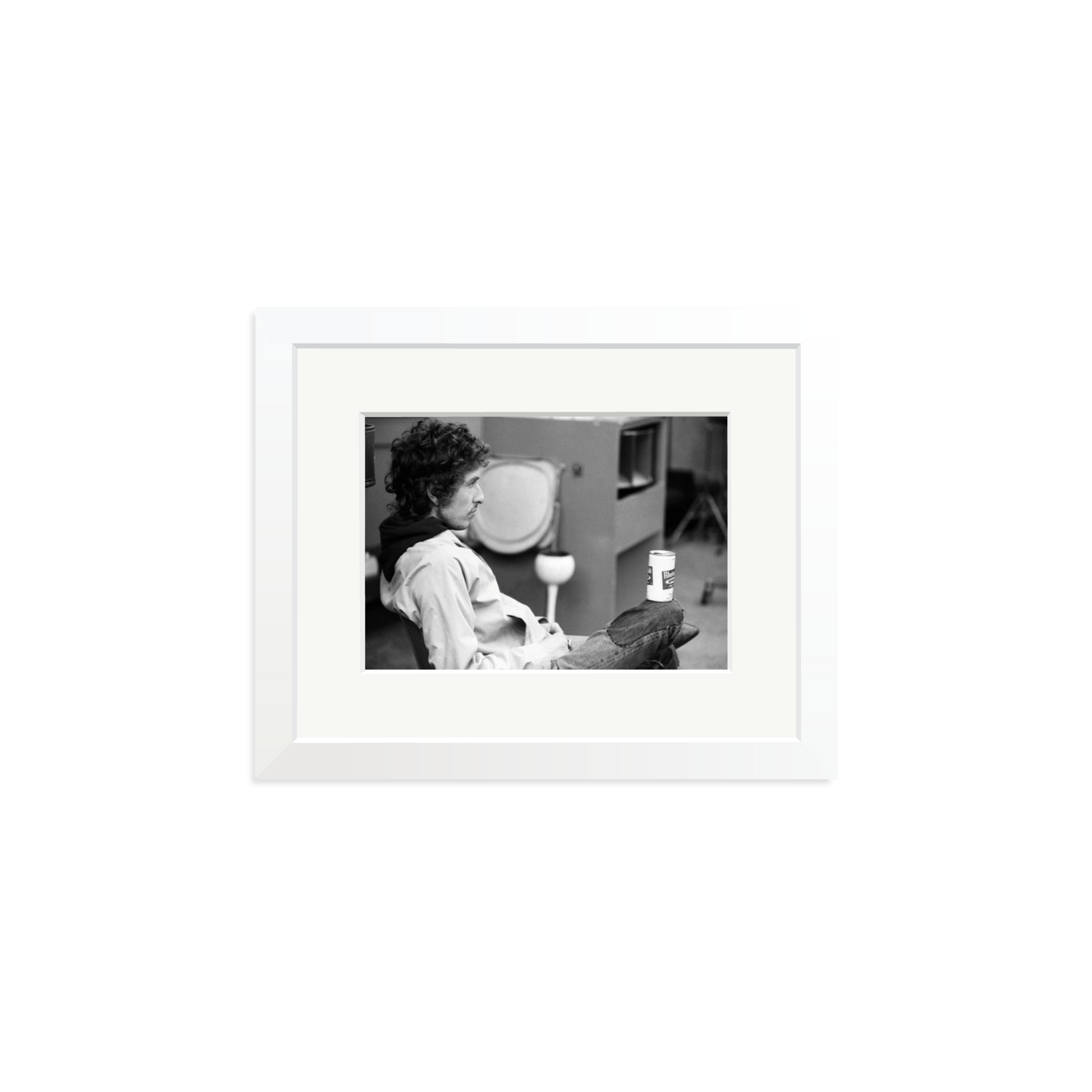 Bob Dylan At Atlantic Studios Framed Print White Small