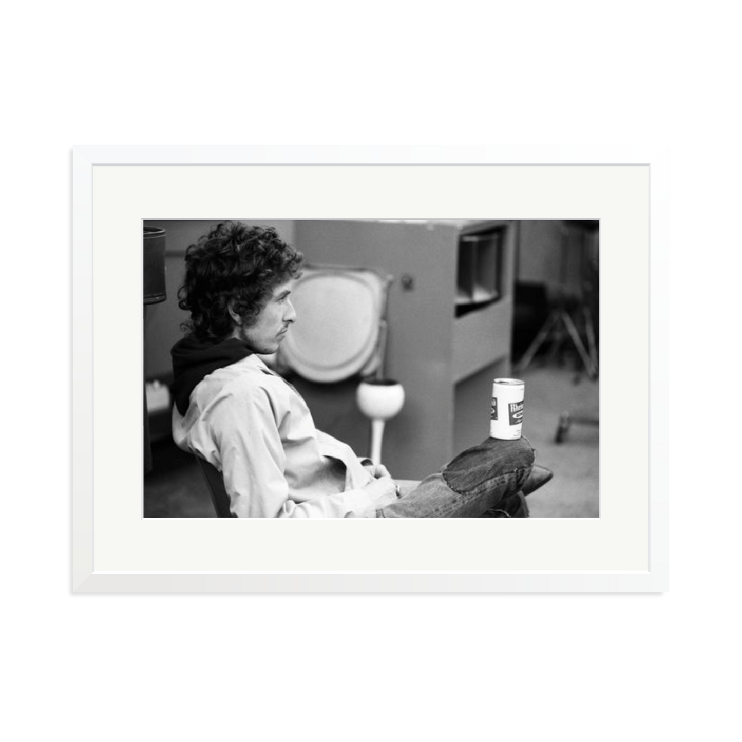 Bob Dylan At Atlantic Studios Framed Print White XL