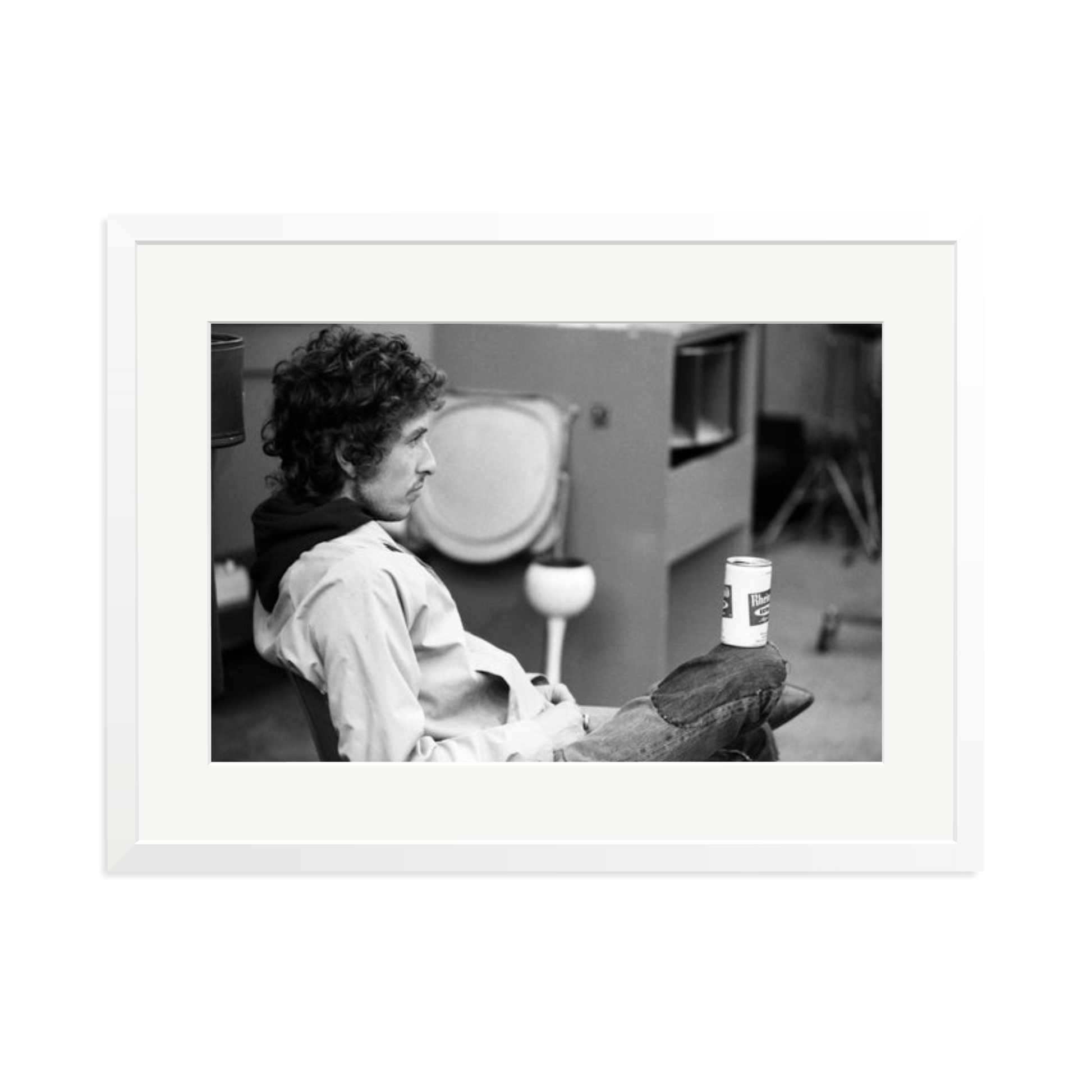 Bob Dylan At Atlantic Studios Framed Print White XL