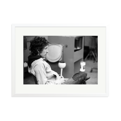 Bob Dylan At Atlantic Studios Framed Print White XL