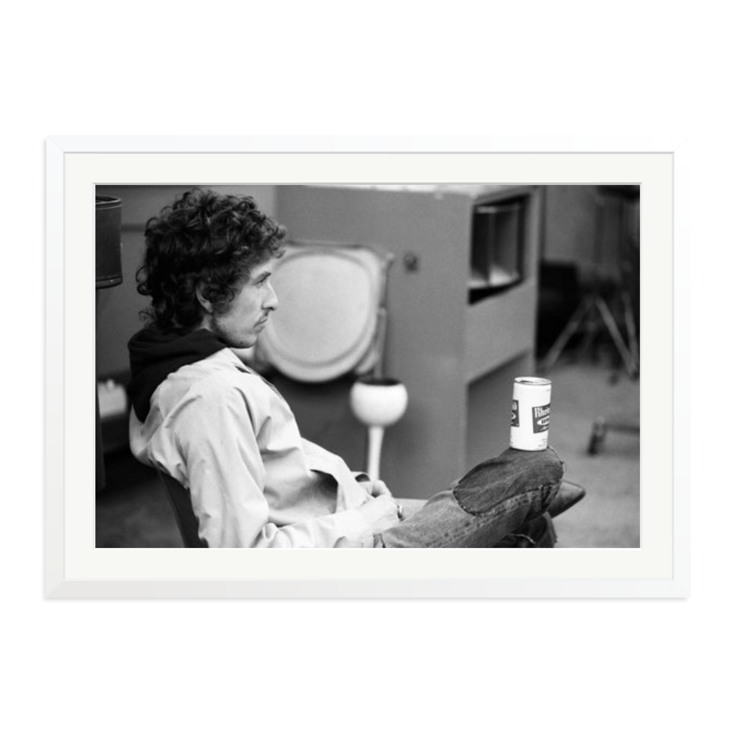 Bob Dylan At Atlantic Studios Framed Print White XXL