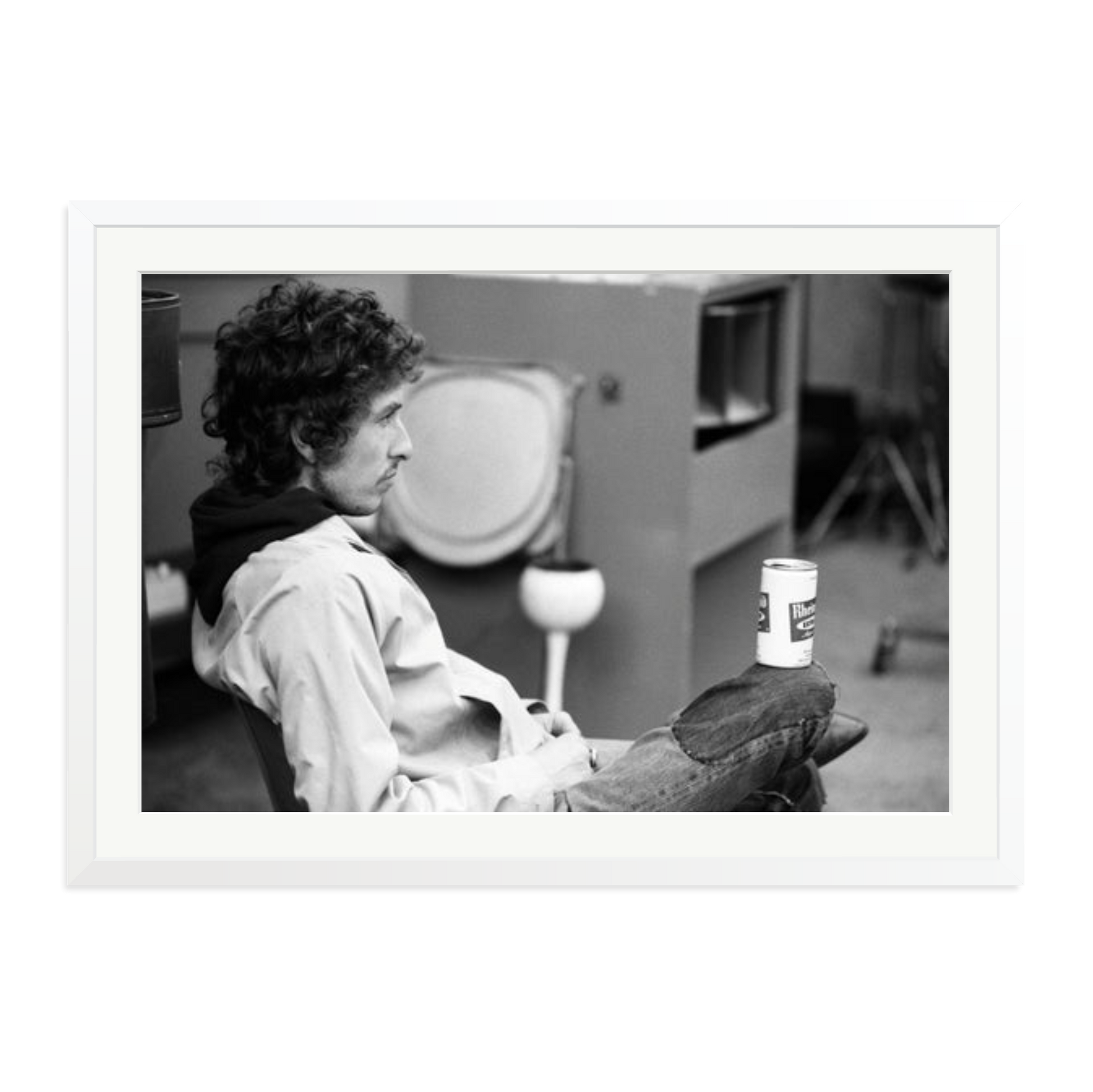 Bob Dylan At Atlantic Studios Framed Print White XXL
