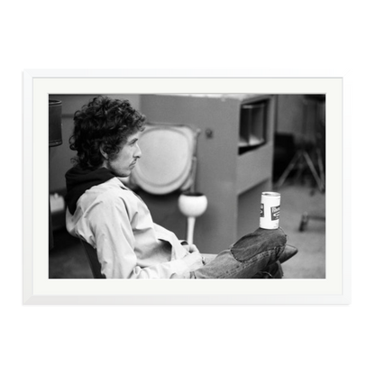 Bob Dylan At Atlantic Studios Framed Print White XXL