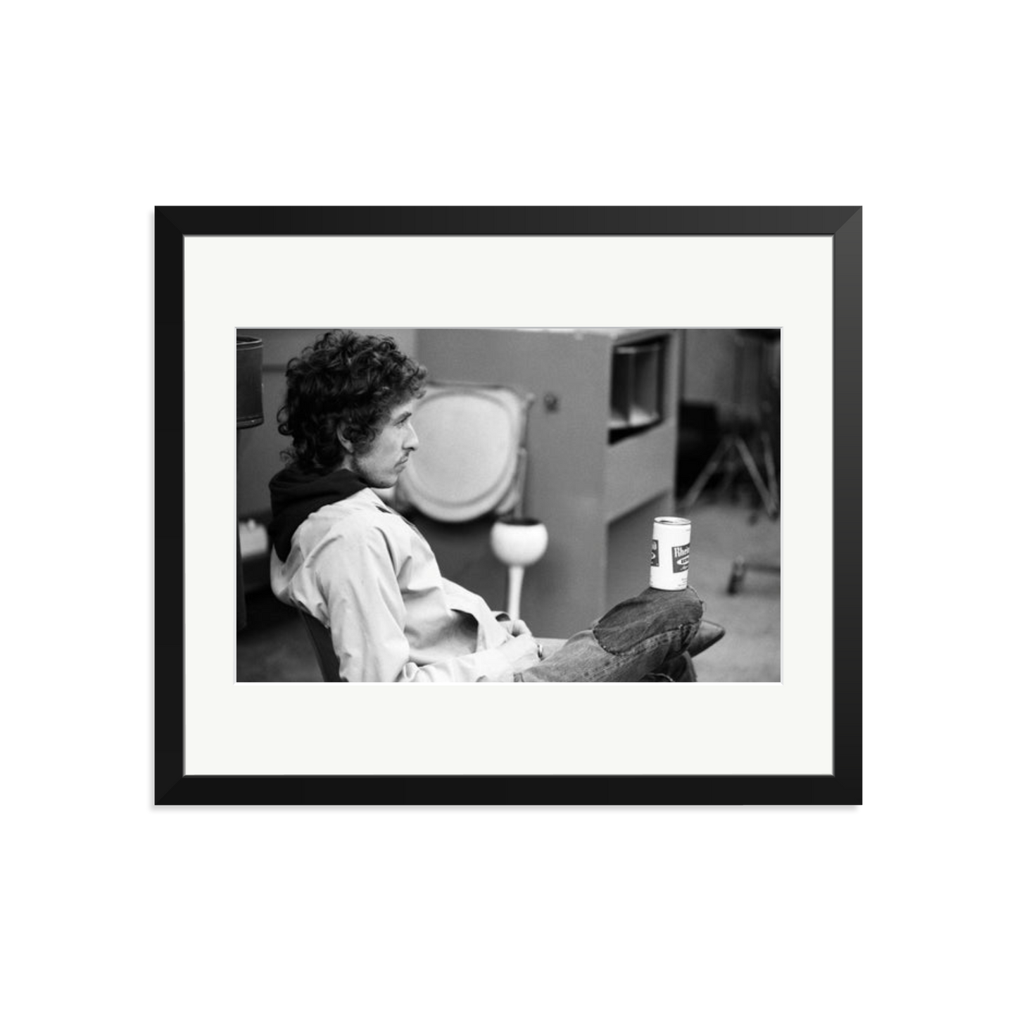 Bob Dylan At Atlantic Studios Framed Print Black Large