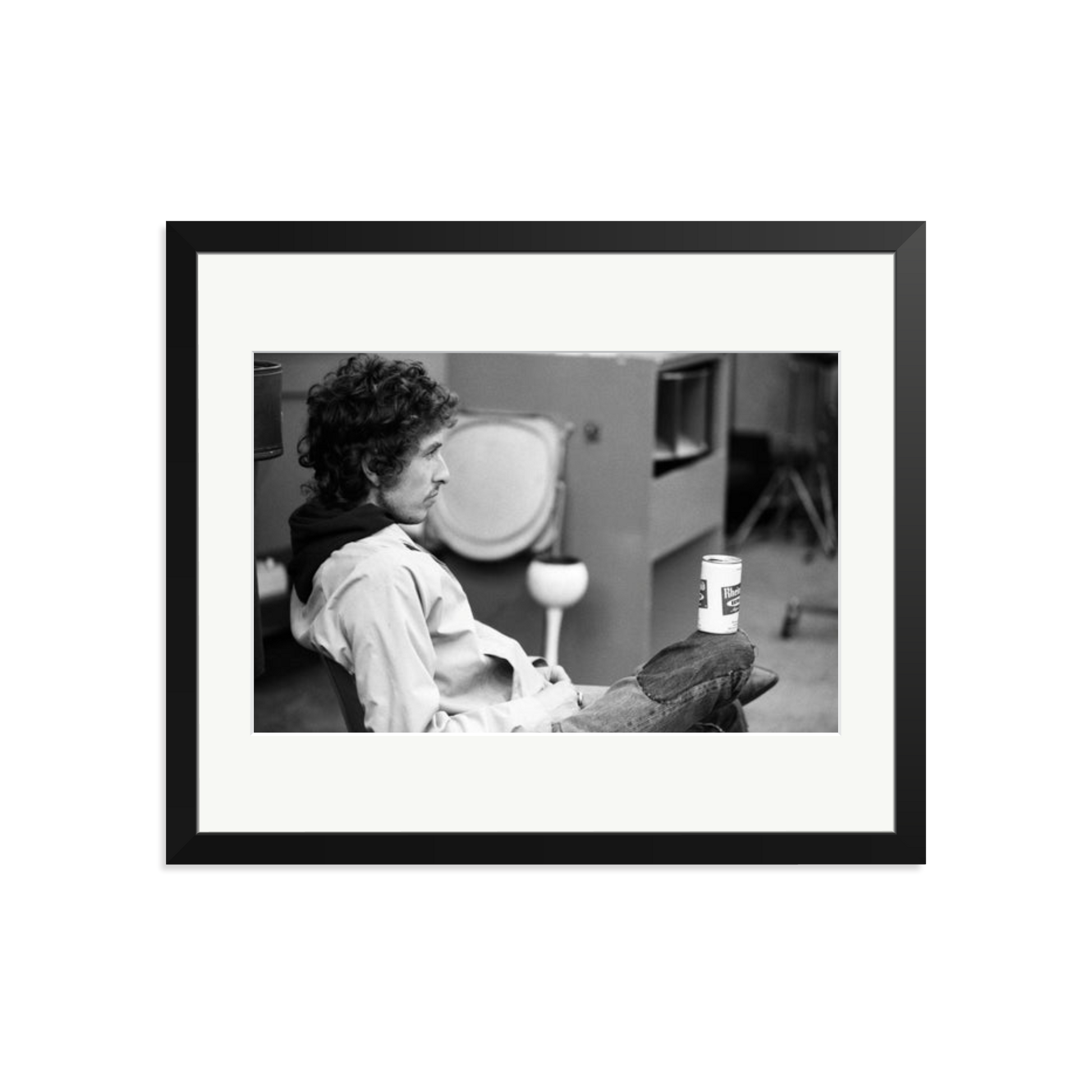 Bob Dylan At Atlantic Studios Framed Print Black Large