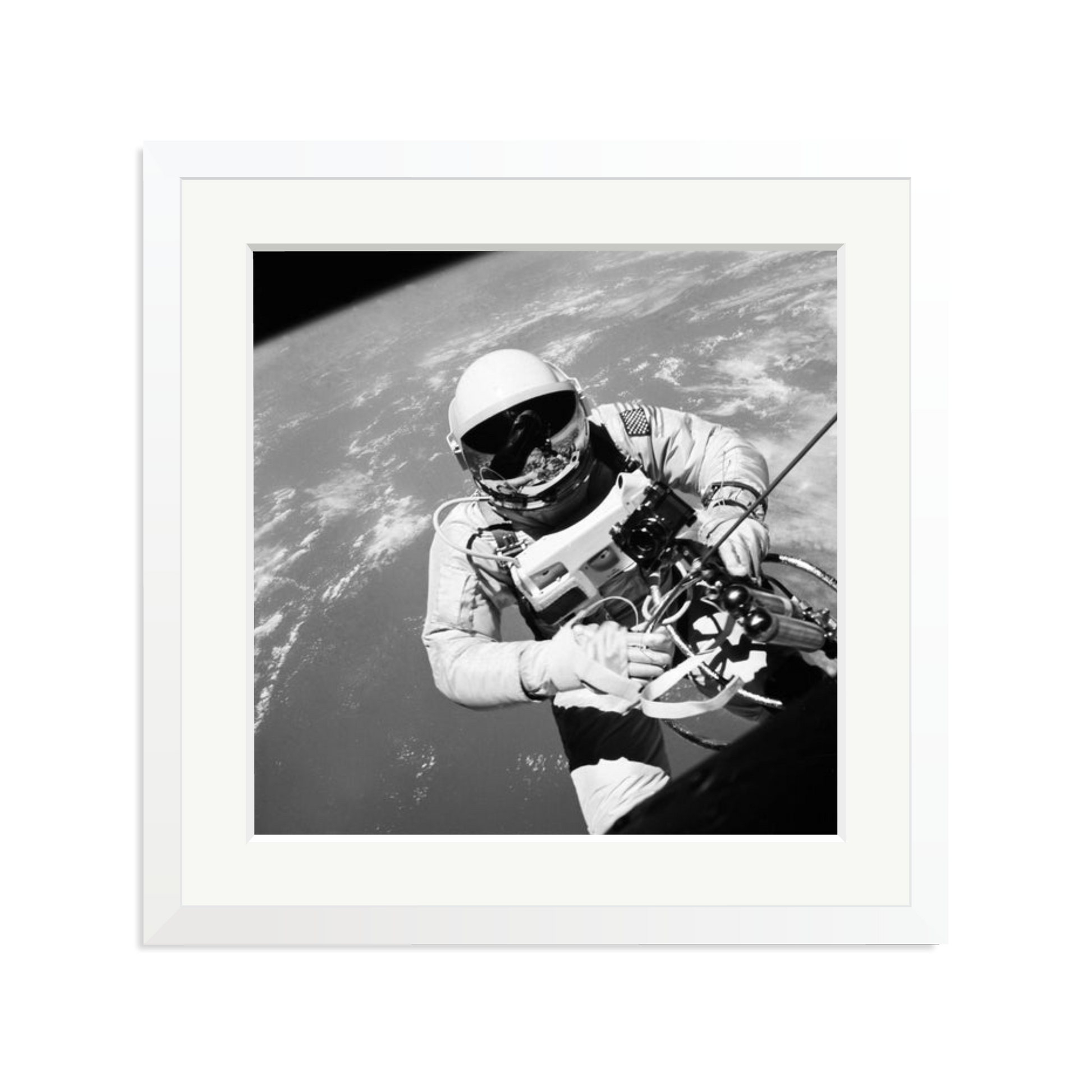 Gemini IV Spacewalk Framed Print White Large