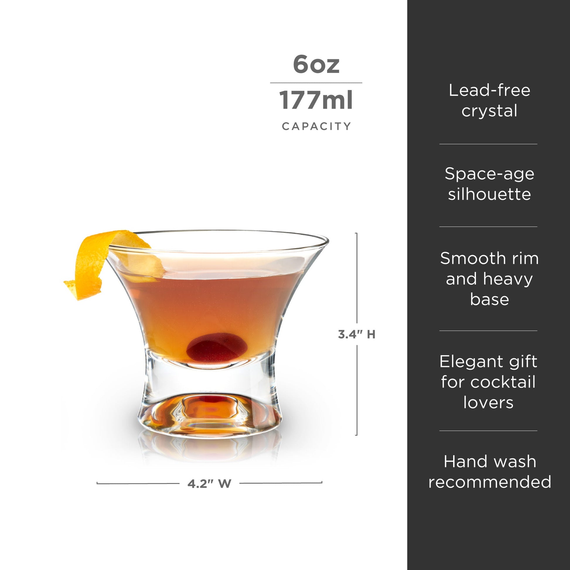 Raye Heavy Base Stemless Crystal Manhattan Glasses