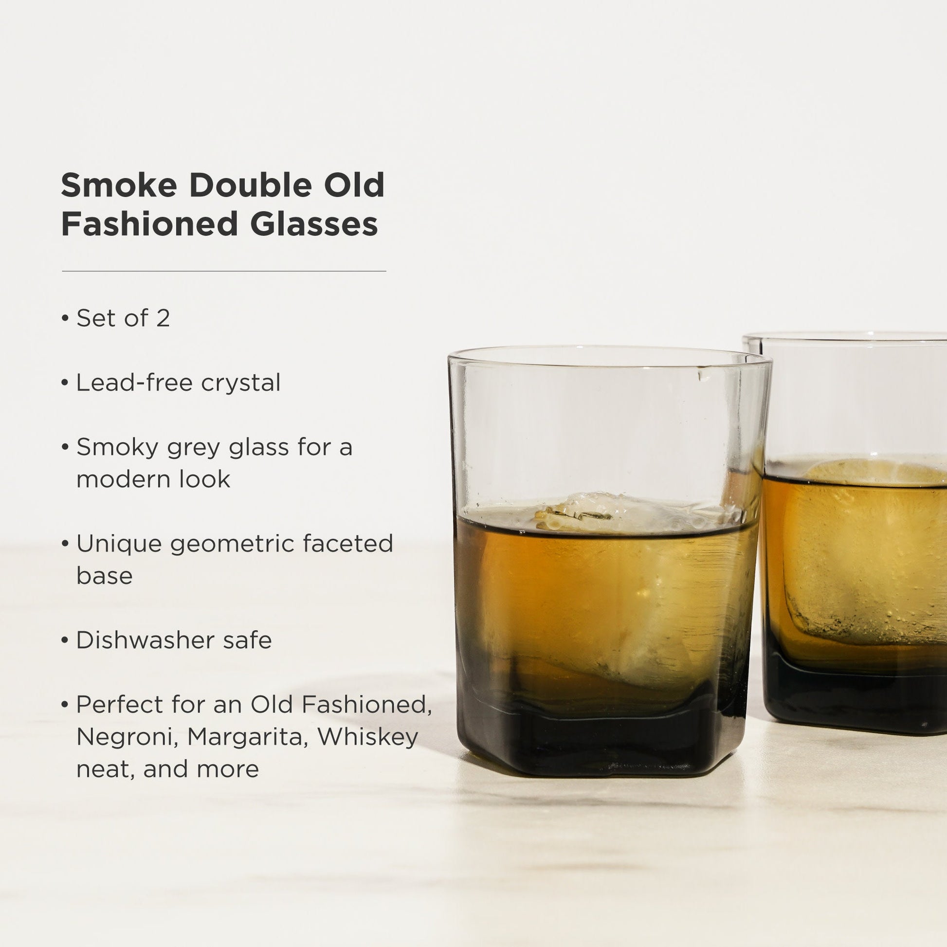 Hexagonal Crystal Double Old Fashioned Glasses