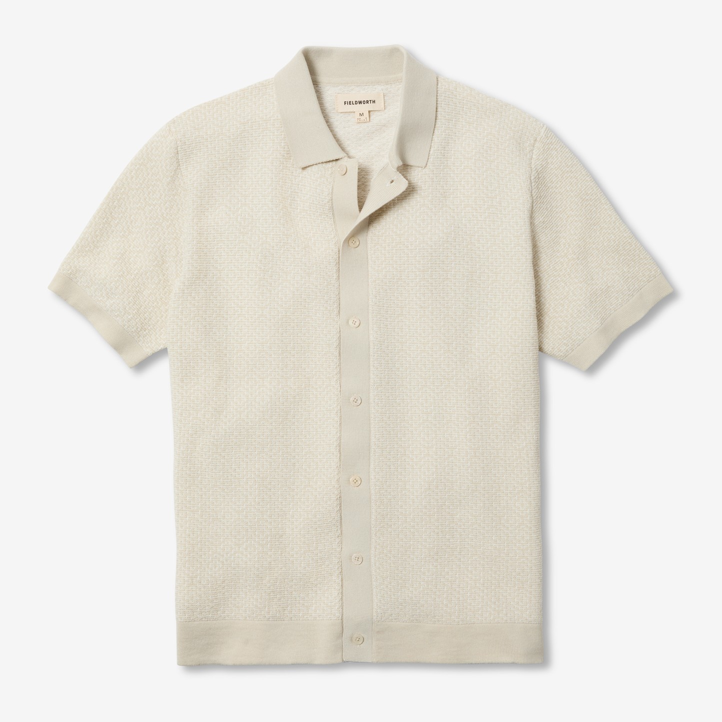 Jacquard Button Front Polo Ivory