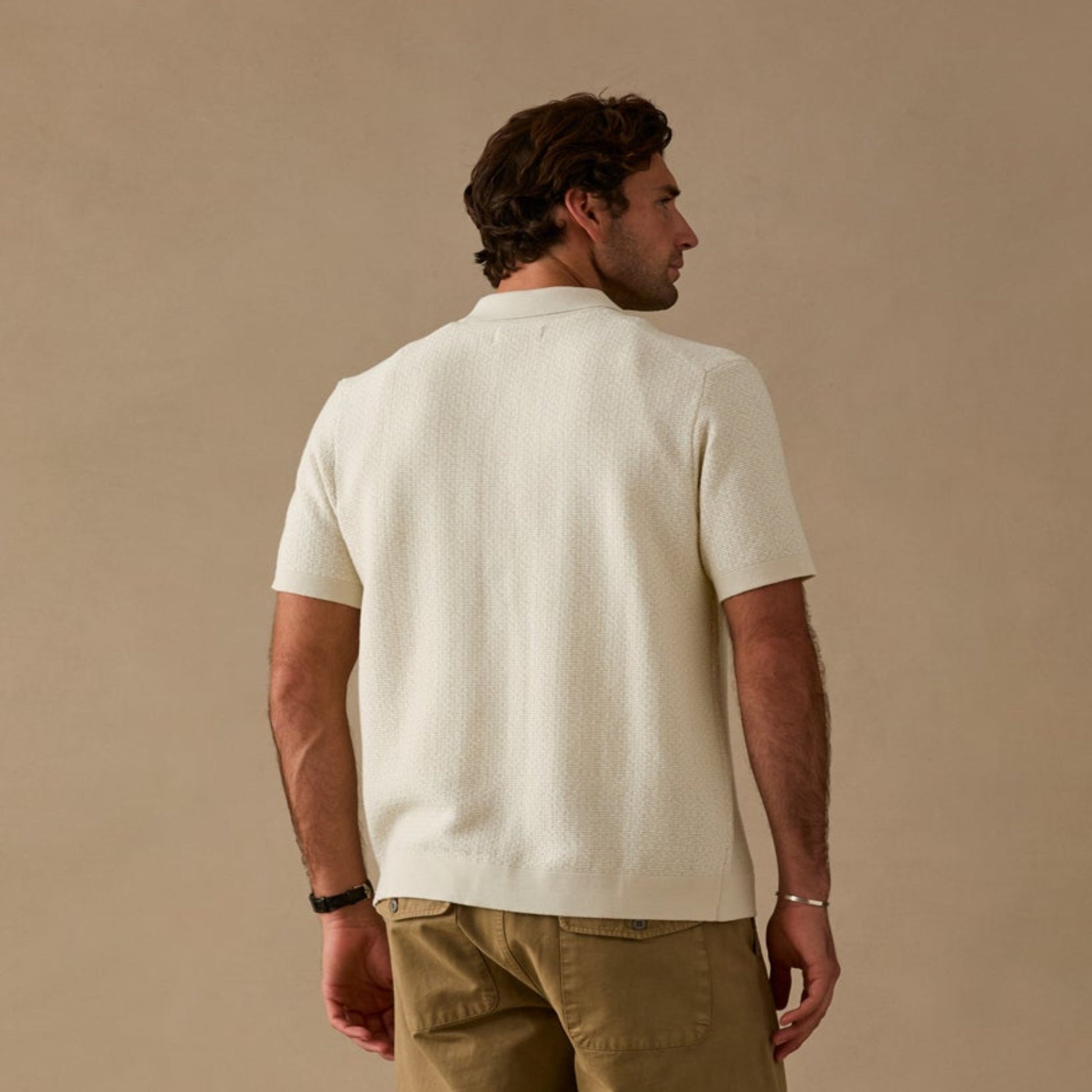Jacquard Button Front Polo