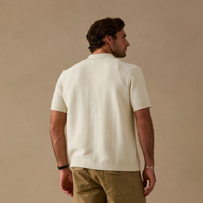 Jacquard Button Front Polo
