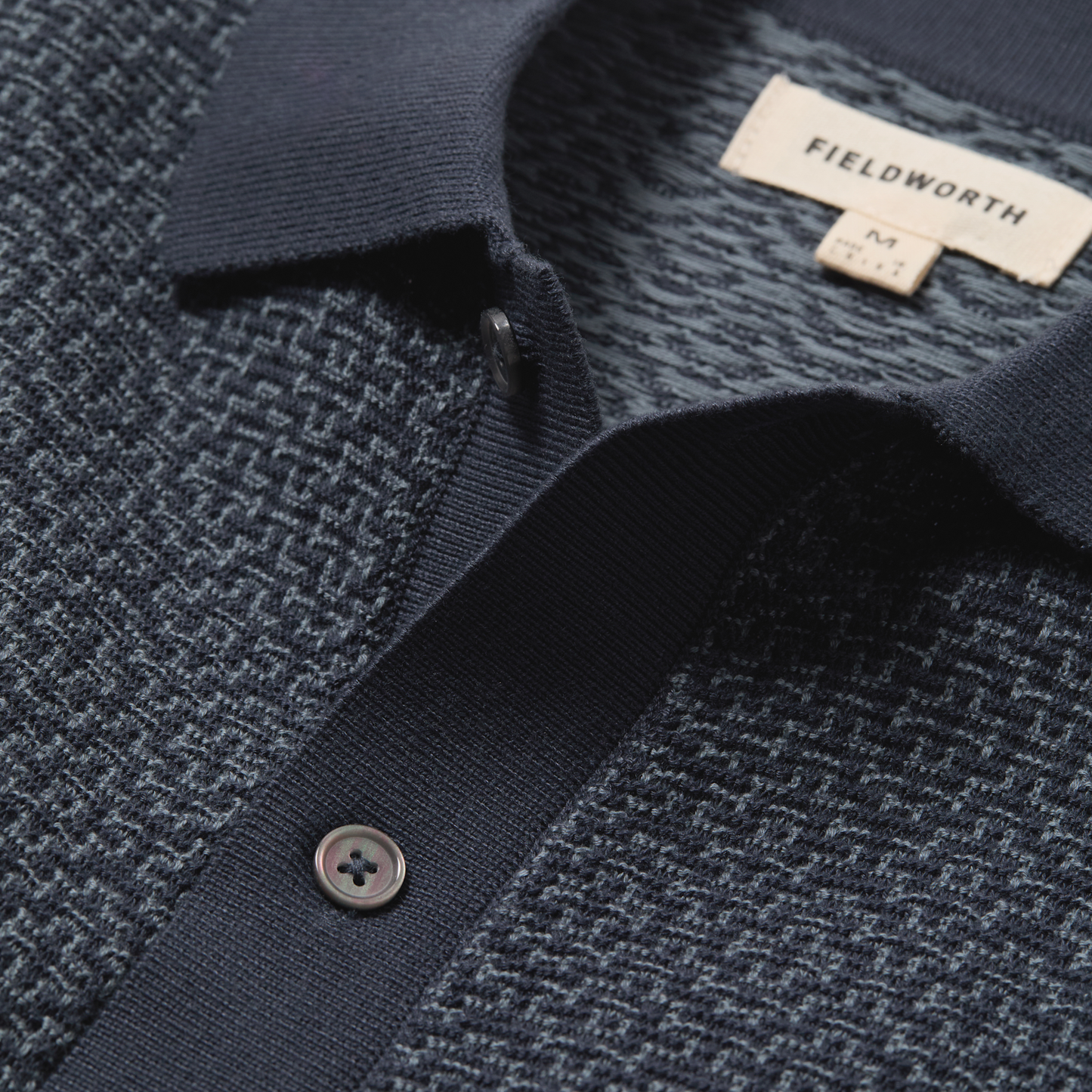Jacquard Button Front Polo