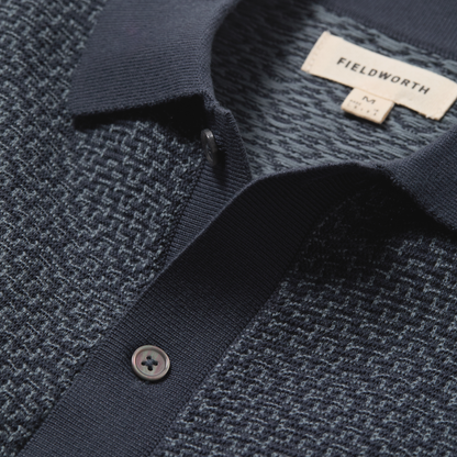Jacquard Button Front Polo