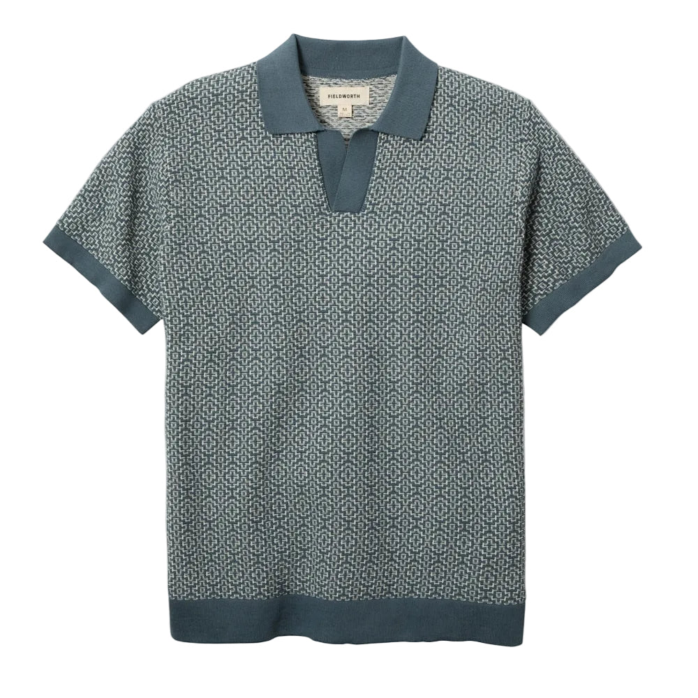 Jacquard Johnny Collar Polo Stone Blue