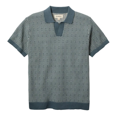 Jacquard Johnny Collar Polo Stone Blue