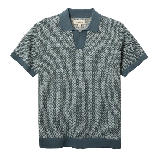 Jacquard Johnny Collar Polo Stone Blue