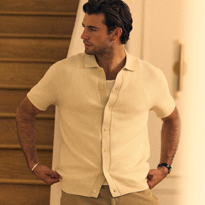 Jacquard Button Front Polo