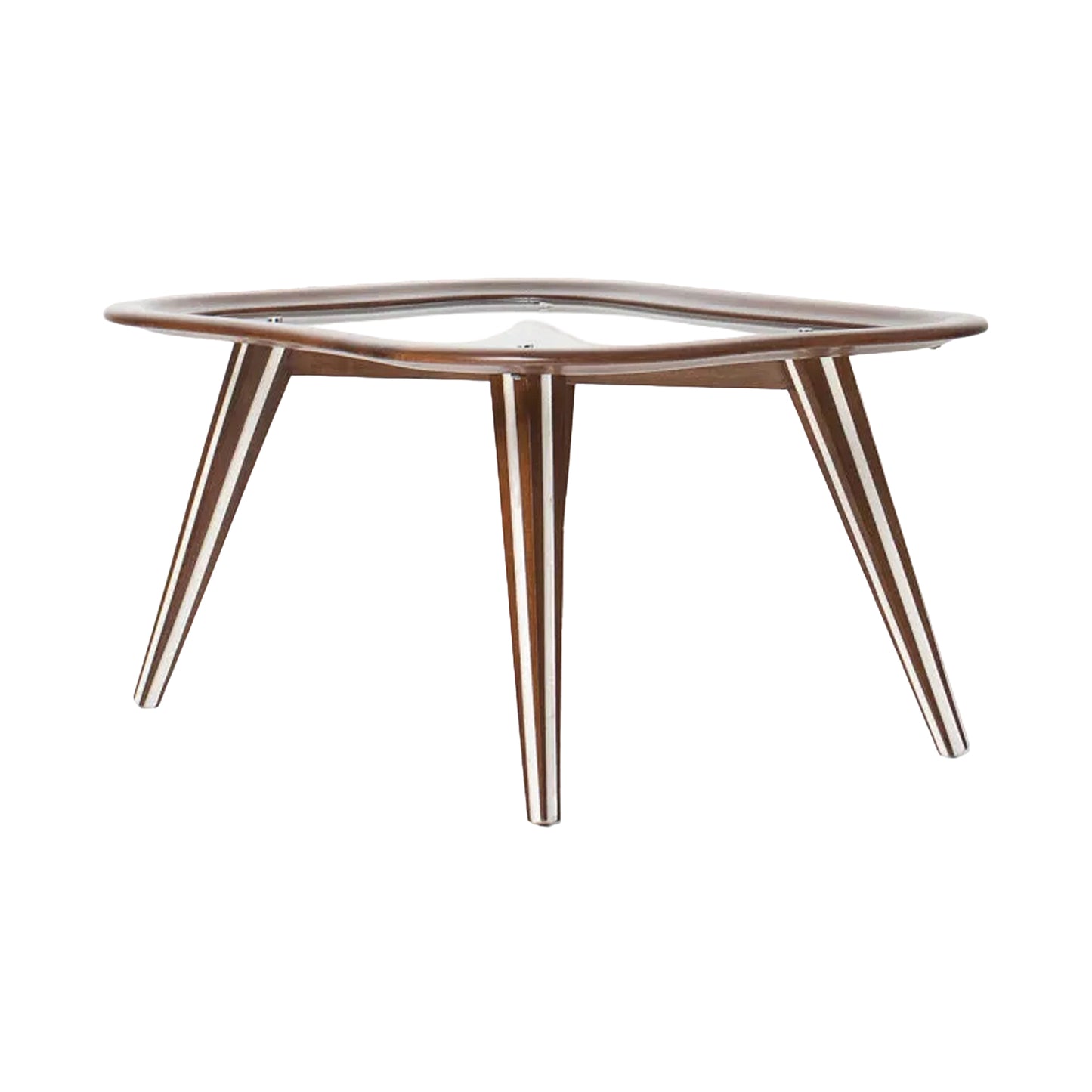 Filippo Chissotti Biomorphic Walnut & Glass Cocktail Table