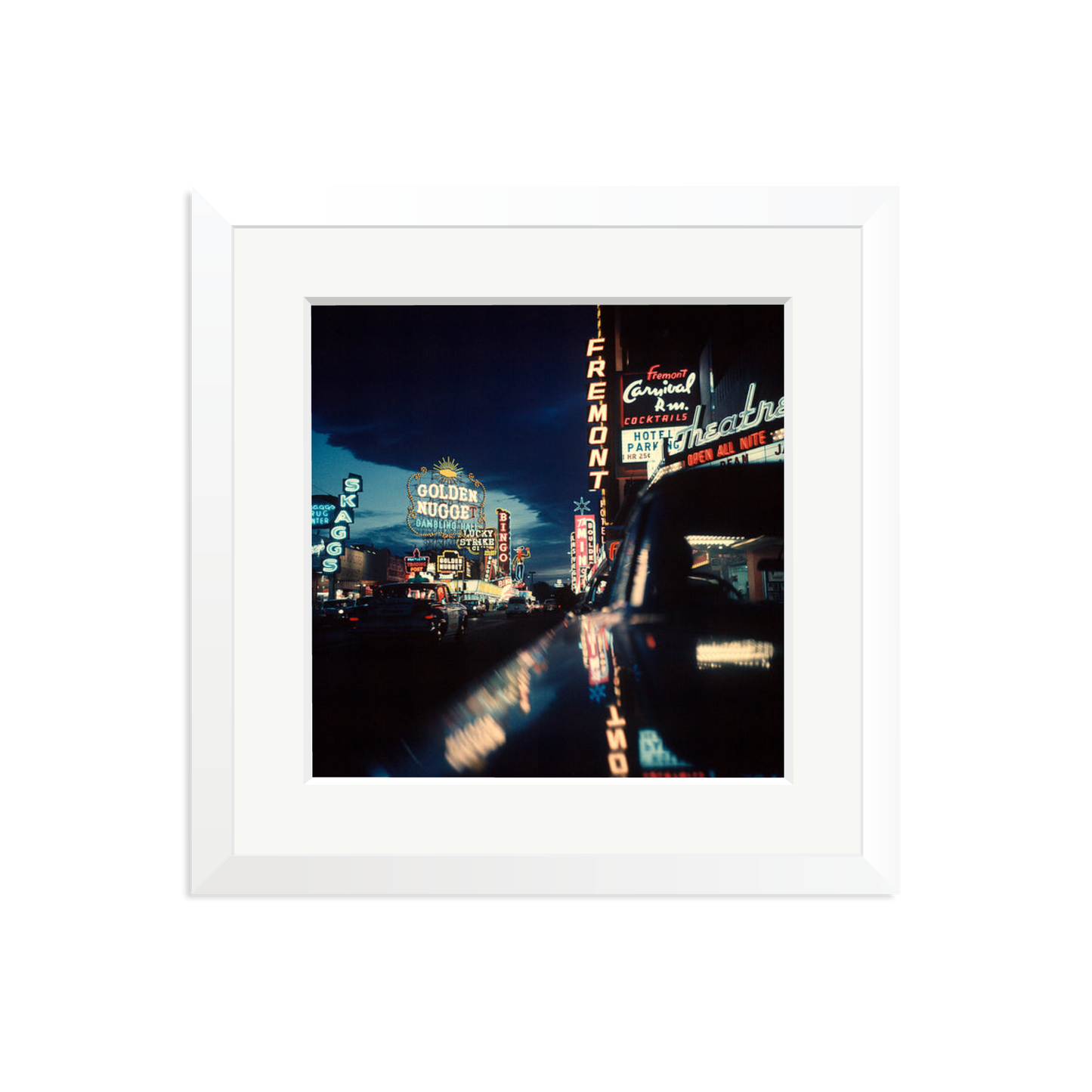 Fremont Street, Las Vegas, 1961 Framed Print White Medium