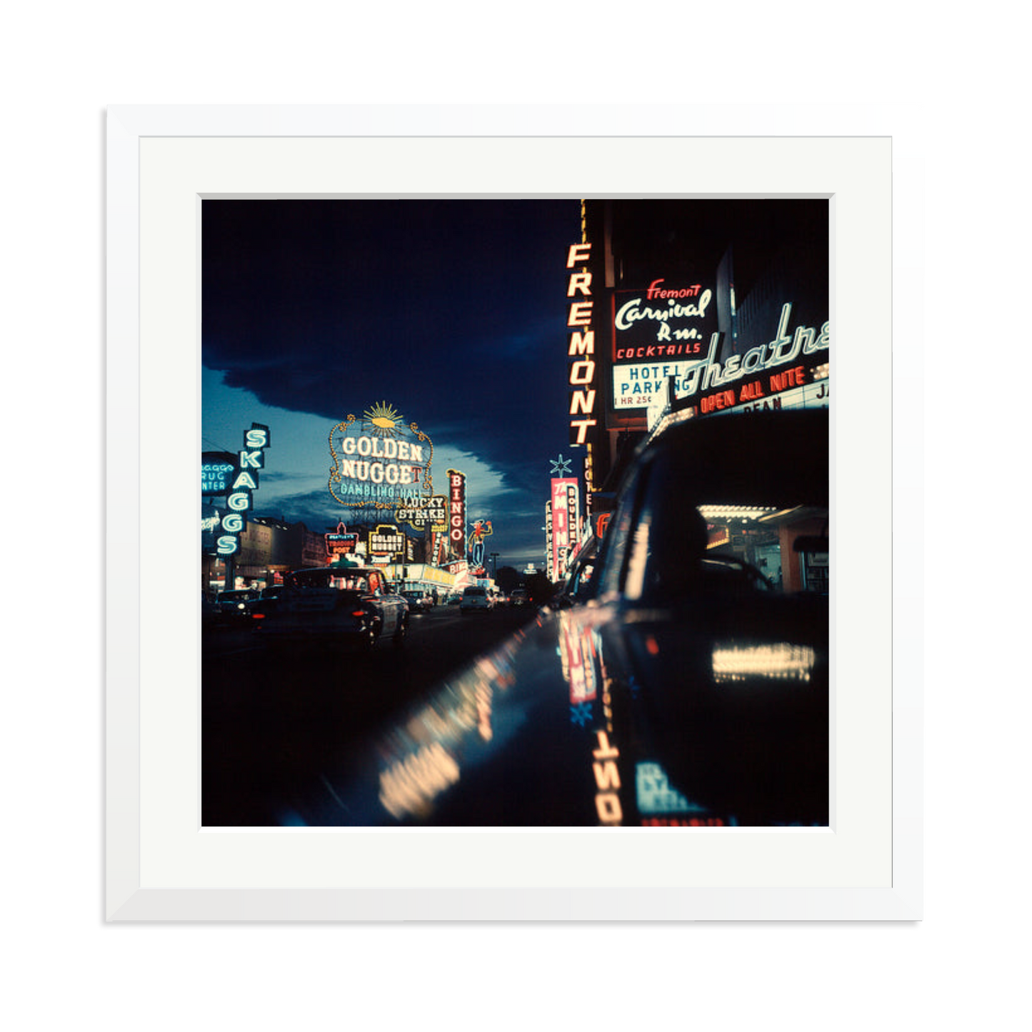 Fremont Street, Las Vegas, 1961 Framed Print White XL