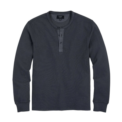 Rivay Gibson Waffle Henley in Weathered Black