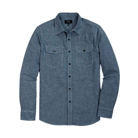 Hawker Indigo End-on-End Camp Shirt in Medium Wash