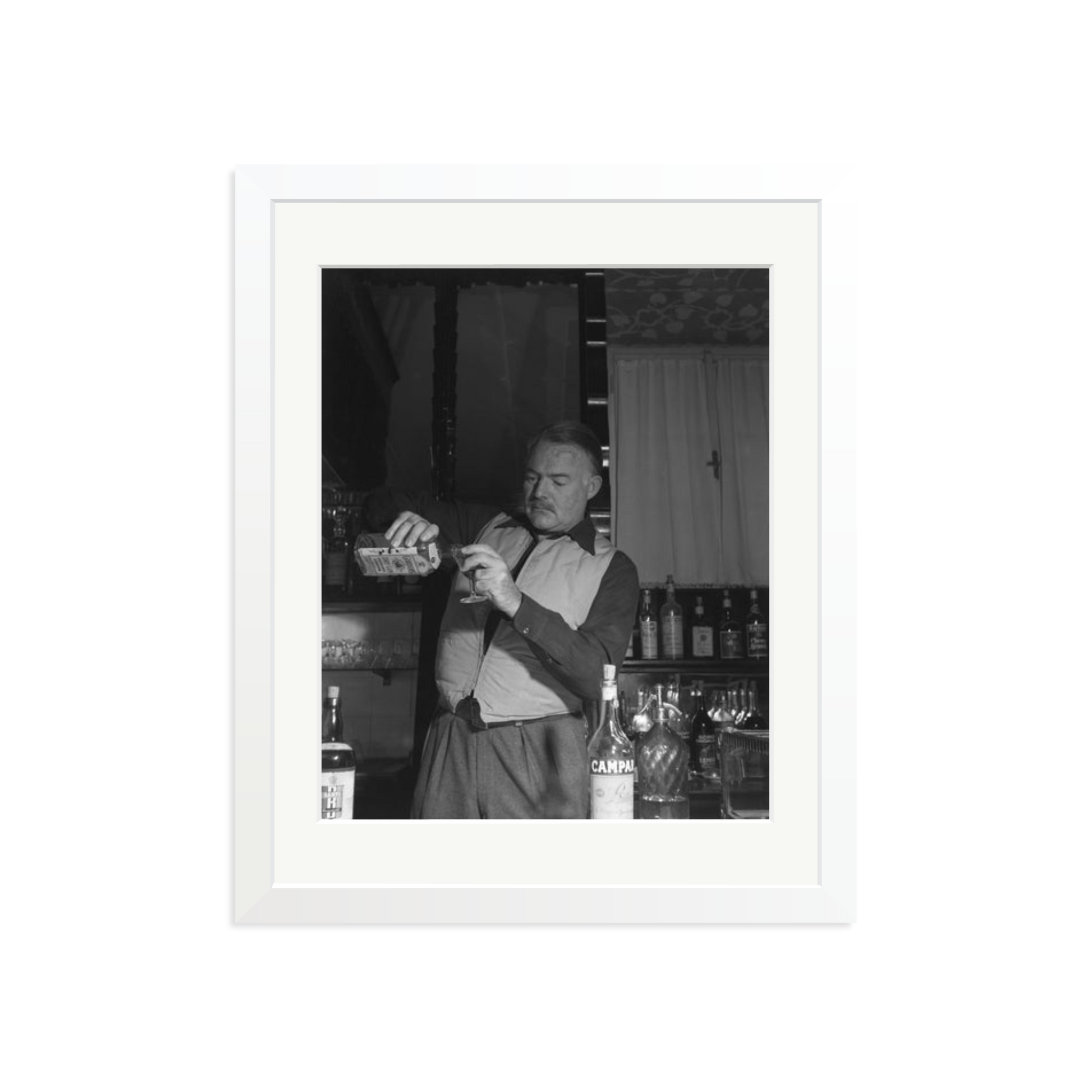 Hemingway Negroni Time Framed Print White Medium