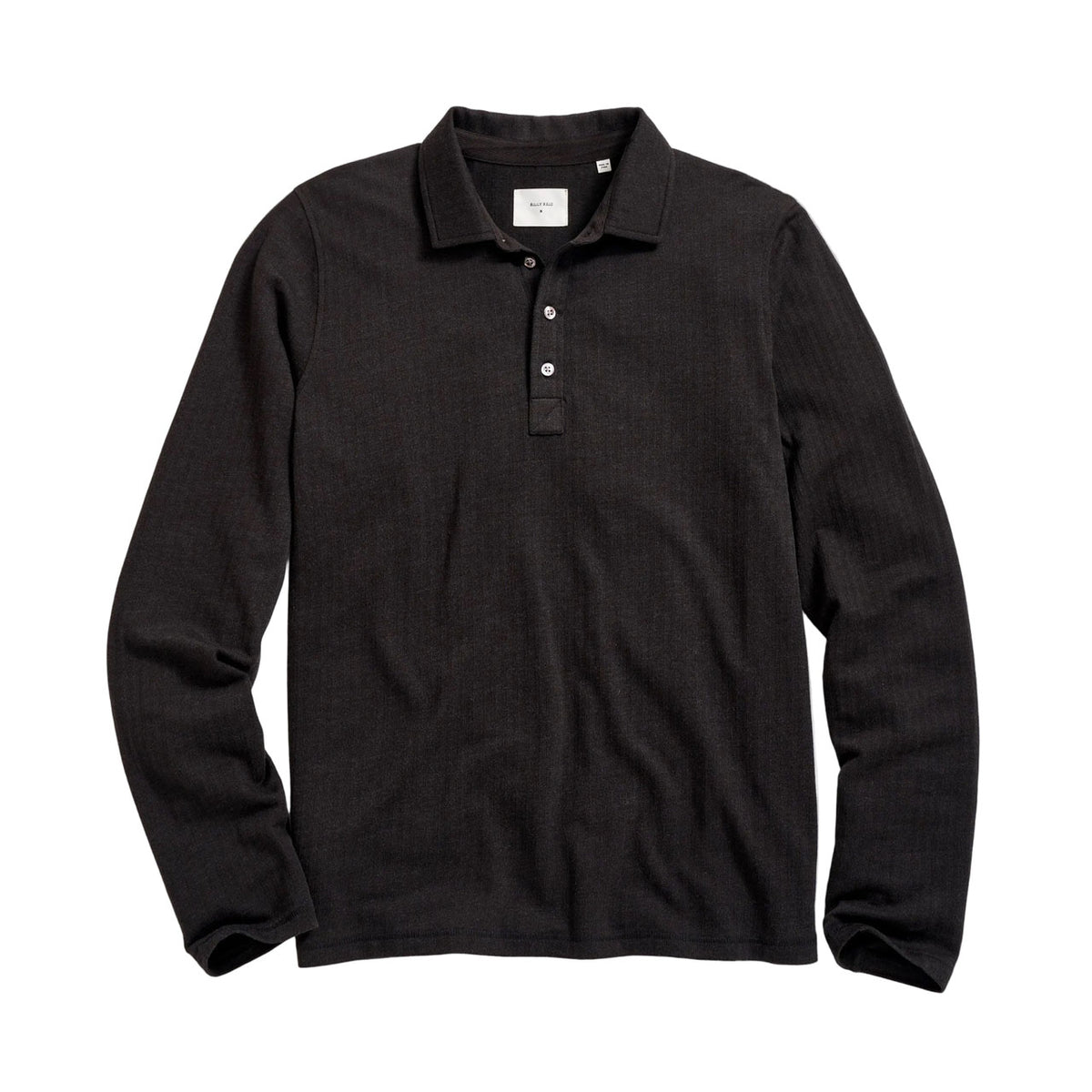 Billy Reid Long Sleeve Herringbone Polo Black