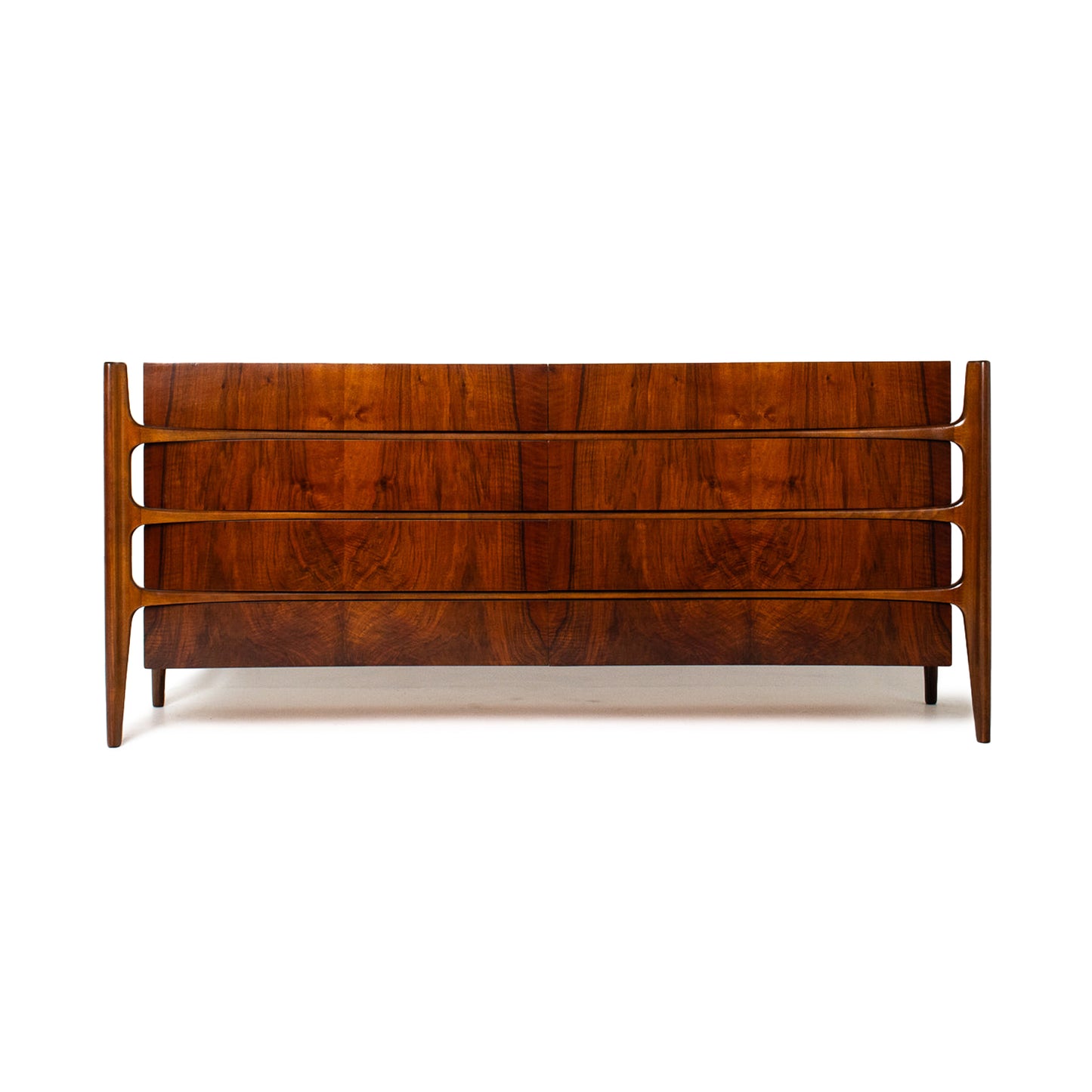 William Hinn Sculpted Walnut 8 Drawer Dresser