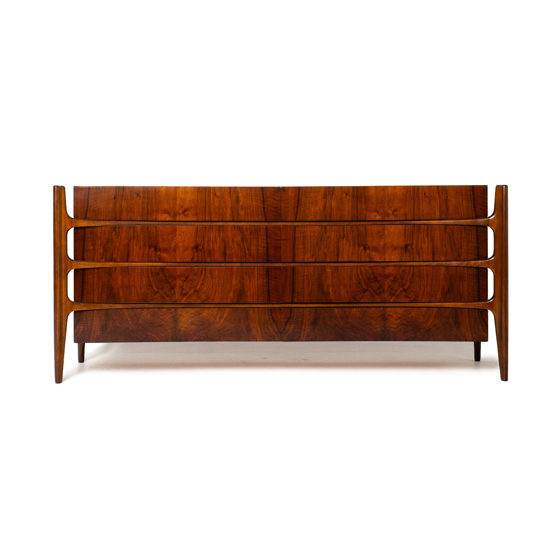 William Hinn Sculpted Walnut 8 Drawer Dresser