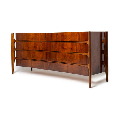 William Hinn Sculpted Walnut 8 Drawer Dresser