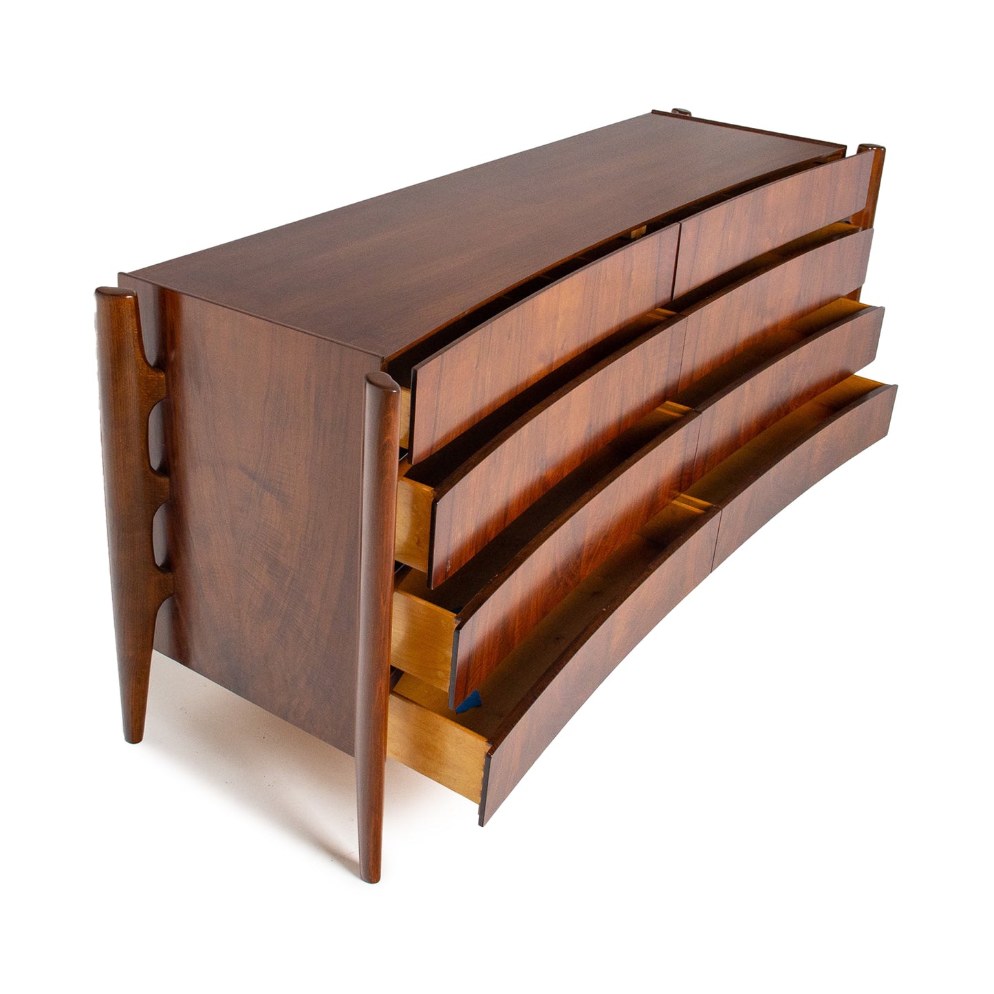 William Hinn Sculpted Walnut 8 Drawer Dresser