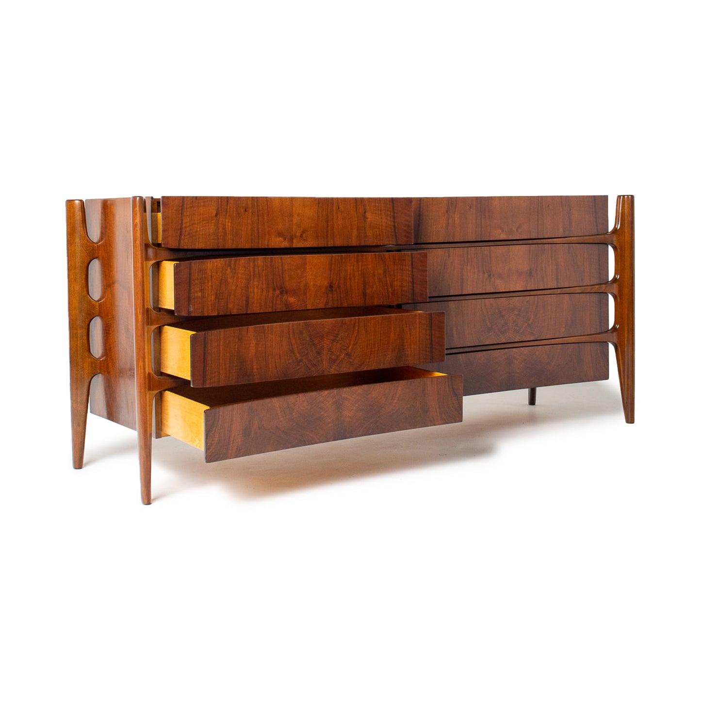 William Hinn Sculpted Walnut 8 Drawer Dresser