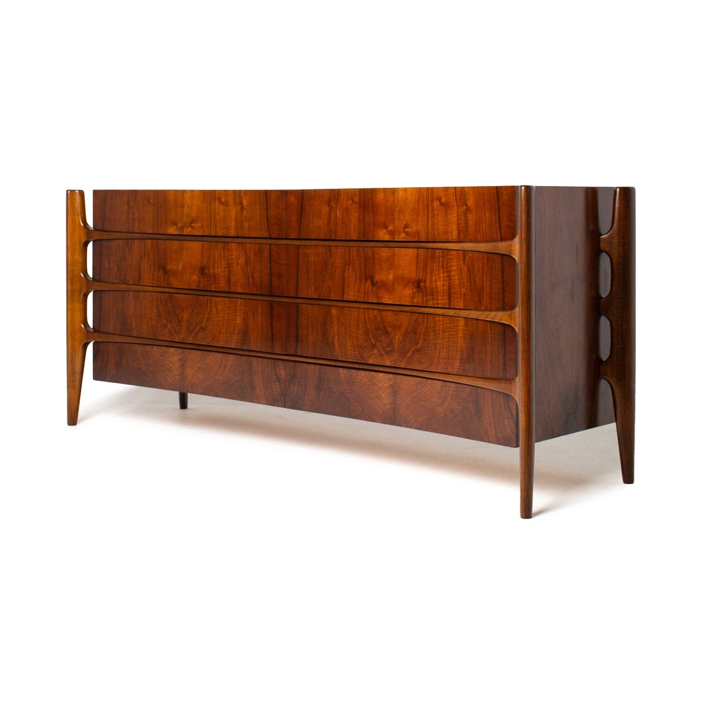 William Hinn Sculpted Walnut 8 Drawer Dresser