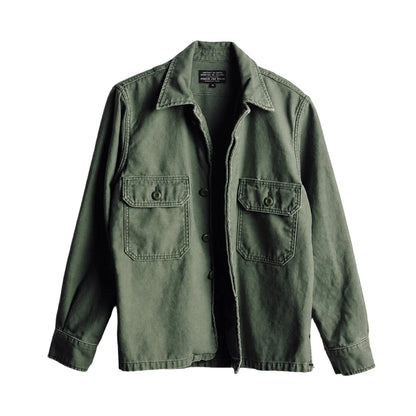 Imogene + willie military shirt jacket in fatigue green