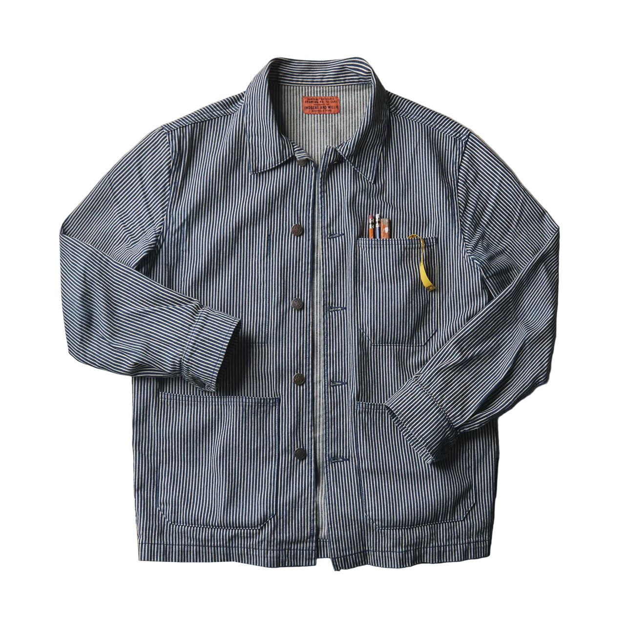 imogene + willie the utility coat in hickory stripe