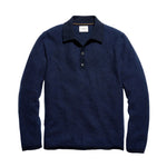 Billy Reid Step Jacquard Sweater Polo - Carbon Blue Multi
