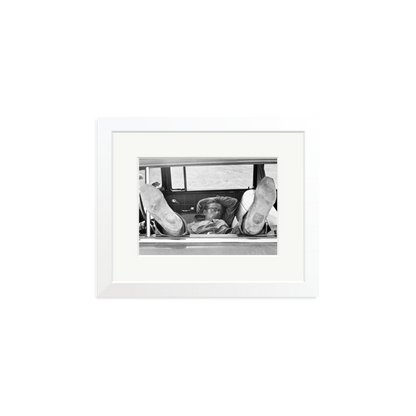 James Dean 'Chilling in The Car' Framed Print White Small