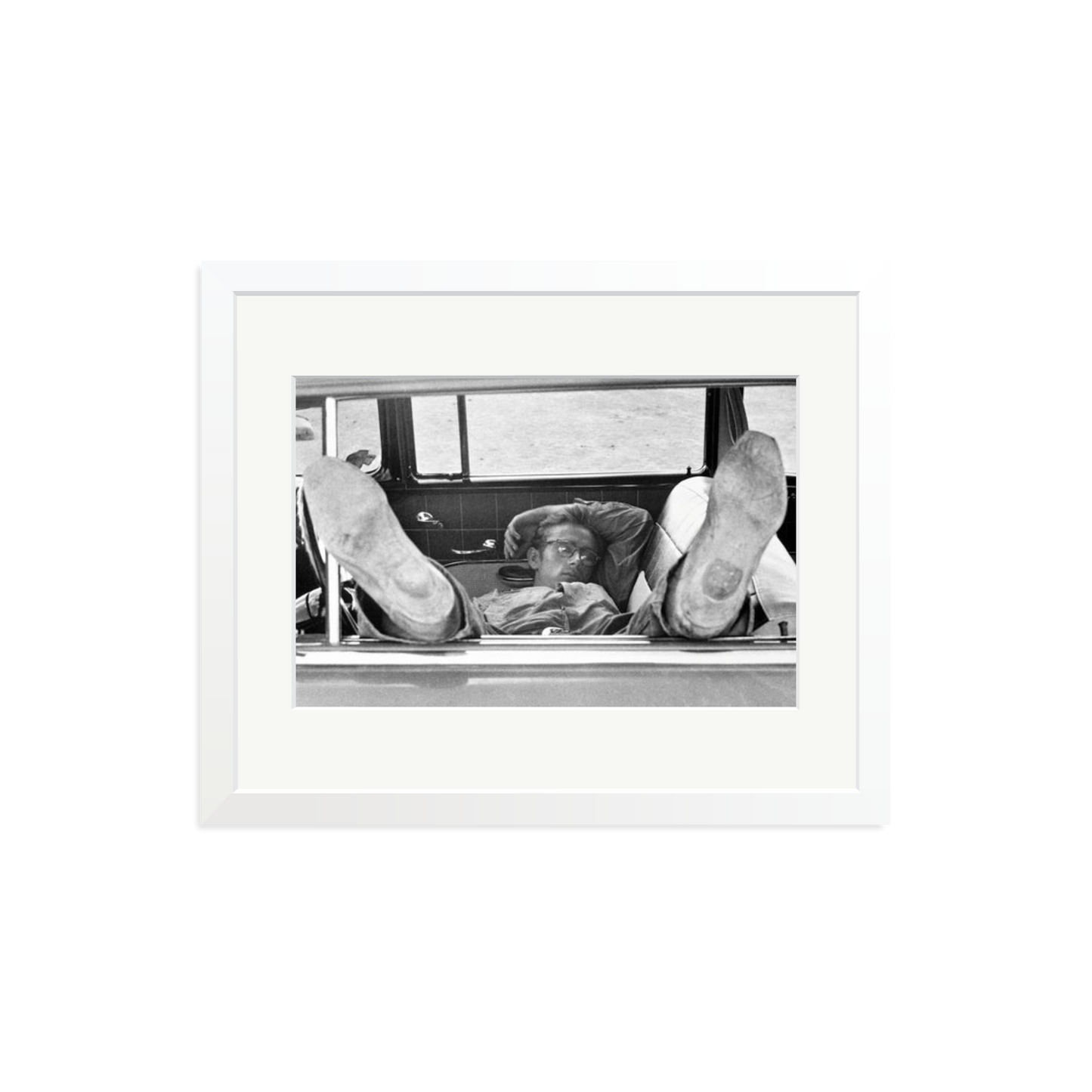 James Dean 'Chilling in The Car' Framed Print