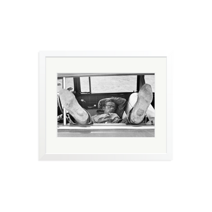 James Dean 'Chilling in The Car' Framed Print White Medium