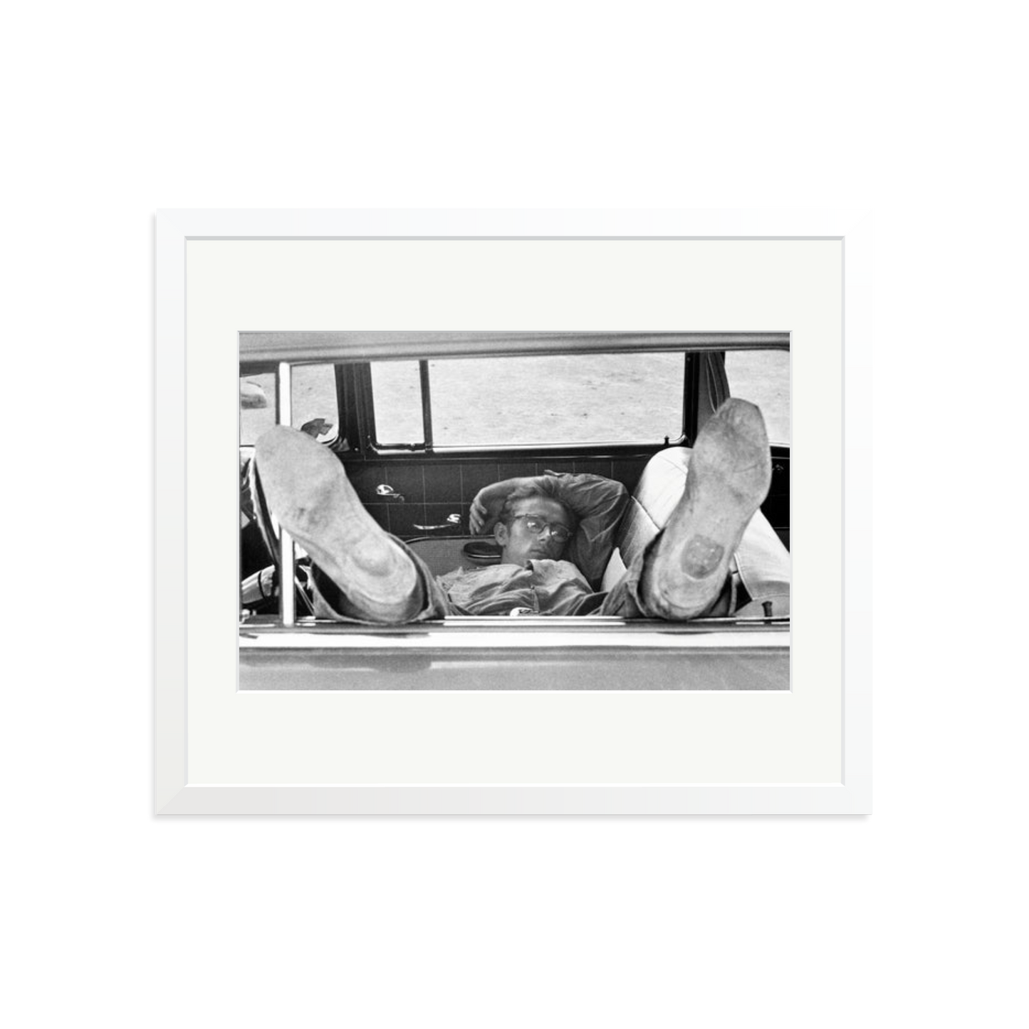 James Dean 'Chilling in The Car' Framed Print