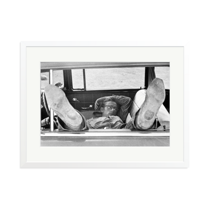 James Dean 'Chilling in The Car' Framed Print White XL