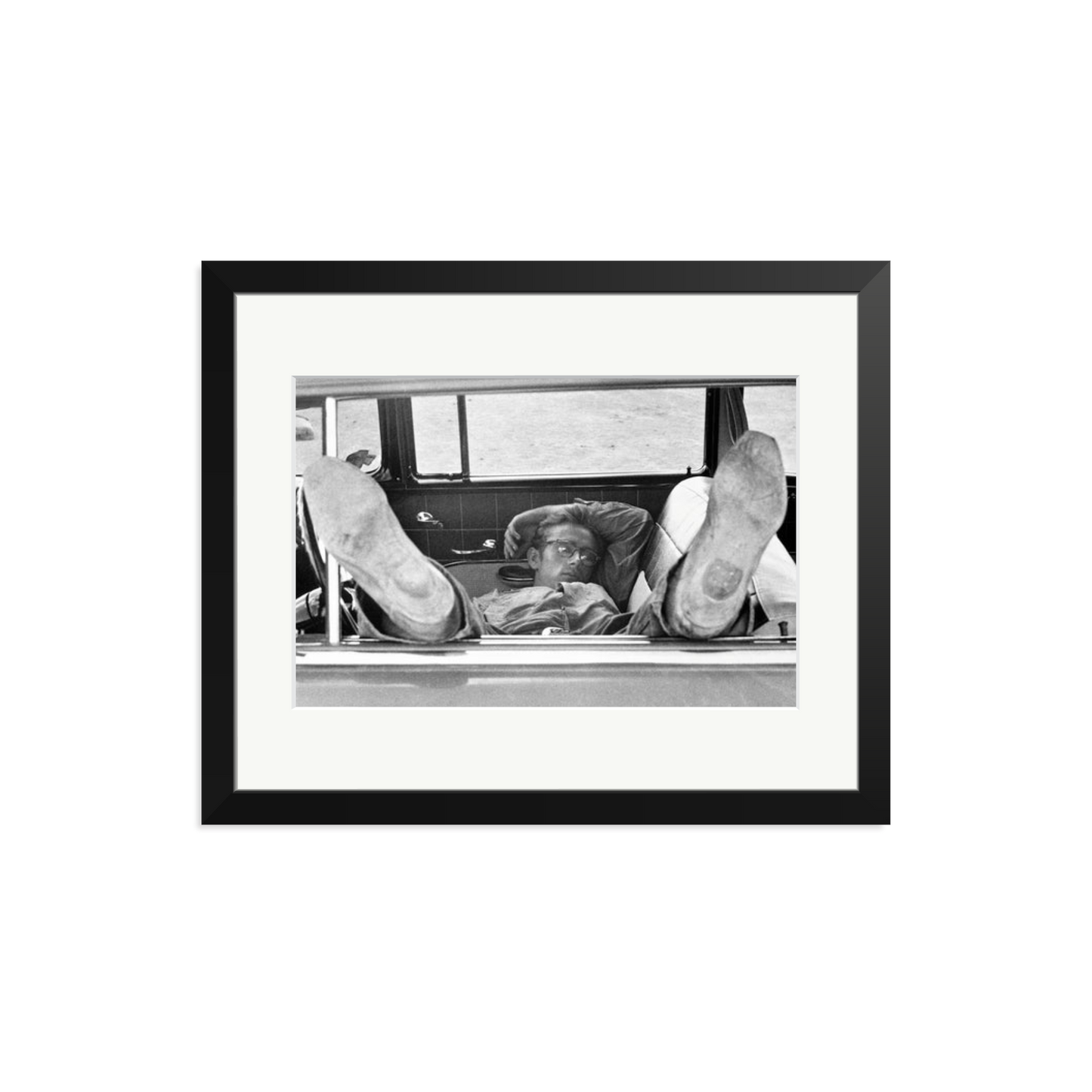 James Dean 'Chilling in The Car' Framed Print Black Medium