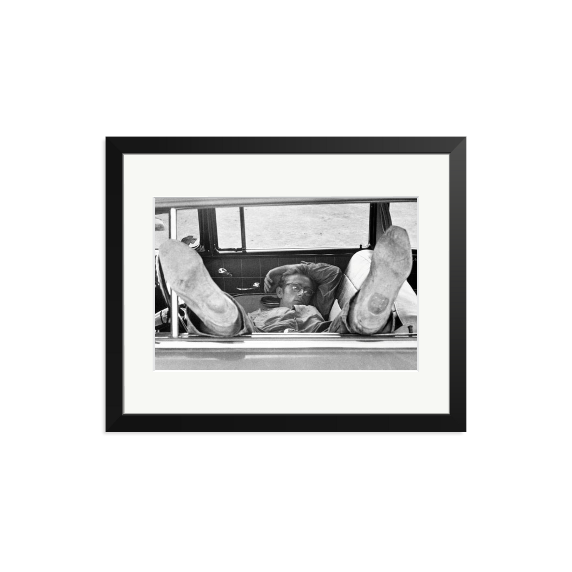 James Dean 'Chilling in The Car' Framed Print Black Medium