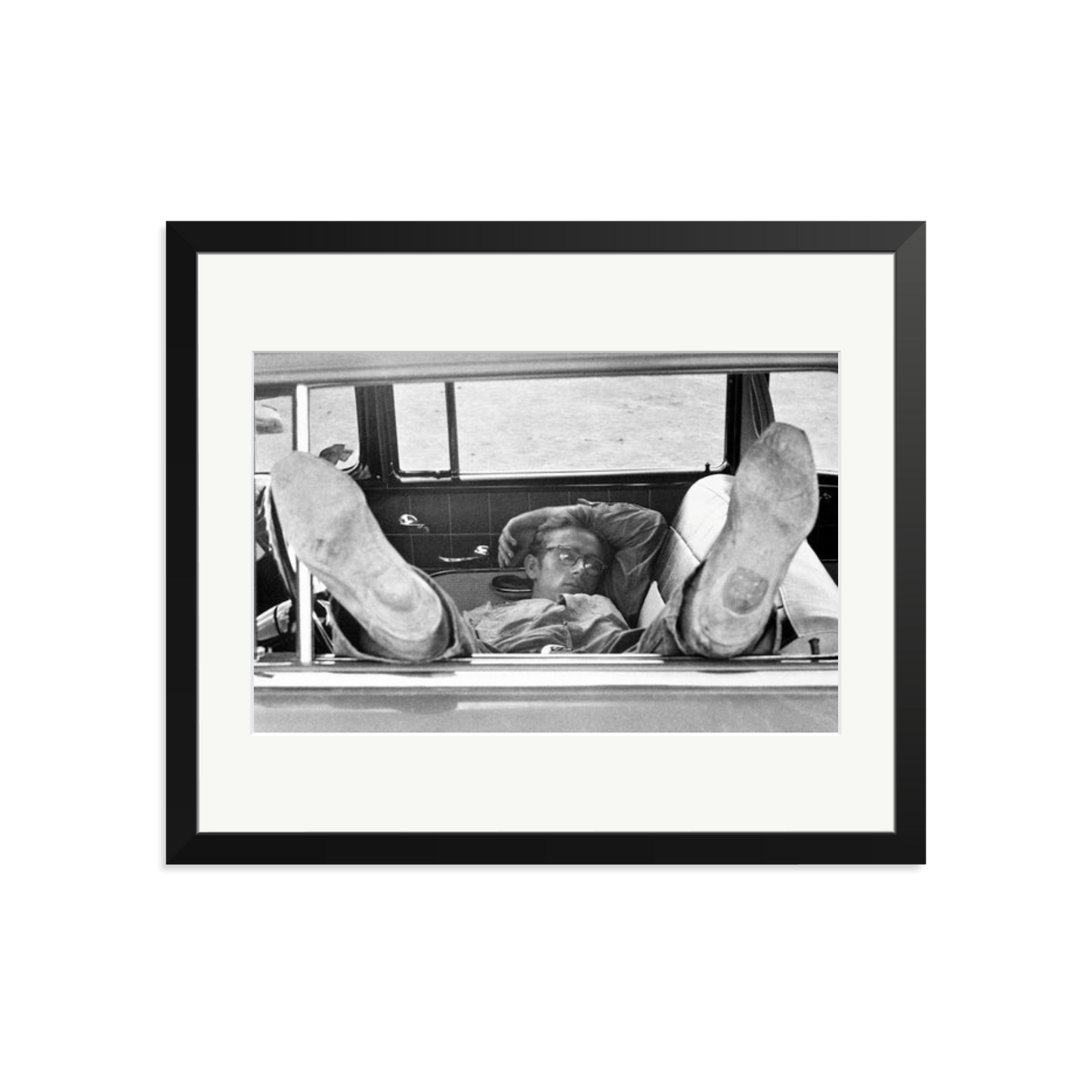 James Dean 'Chilling in The Car' Framed Print Black Large