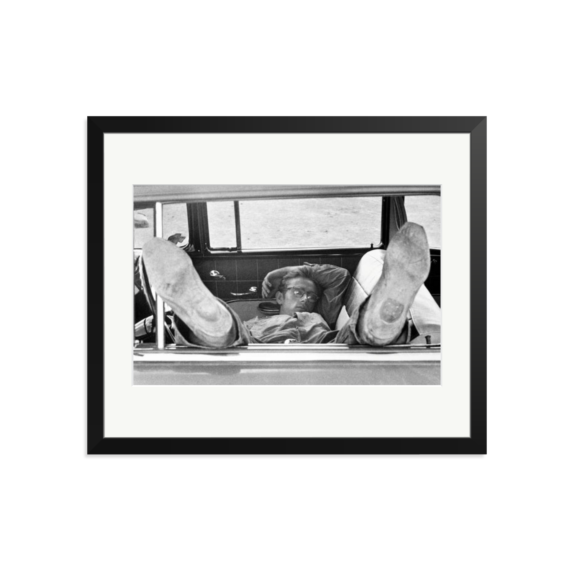 James Dean 'Chilling in The Car' Framed Print Black Large